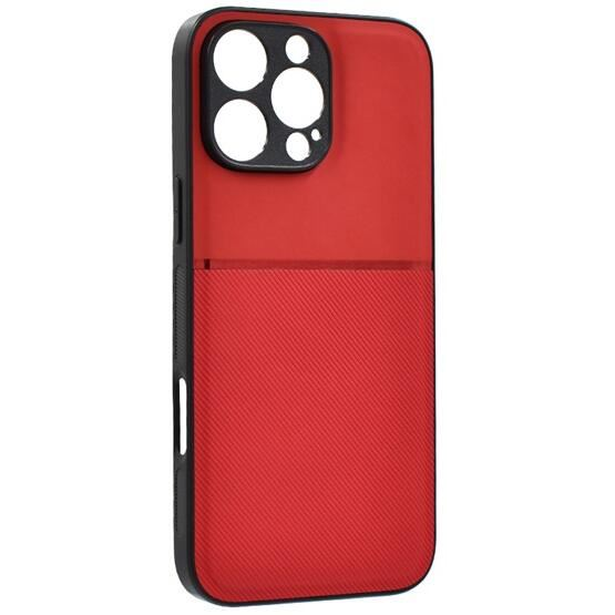 Gigapack Apple iPhone 16 Pro Max mágneses, bőr hatású, csíkos mintás tok piros (GP-159952) (GP-159952)