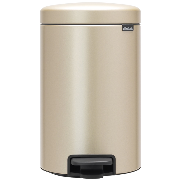BRABANTIA NewIcon pedálos hulladékgyűjtő szagmentesen záródó Soft-Close fedél műanyag tartály 12L - X méret acél aranyfényű - 304446
