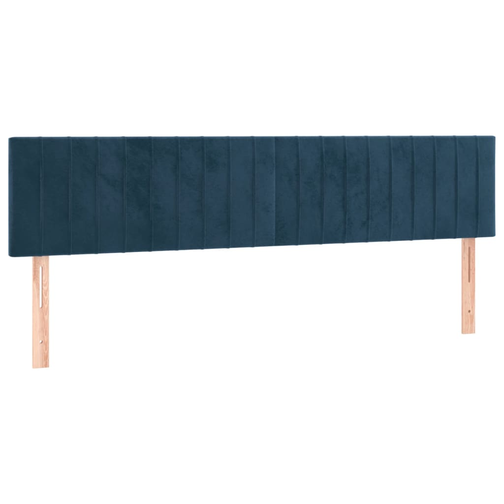 2 db sötétkék bársony fejtámla 80 x 5 x 78/88 cm (346268)