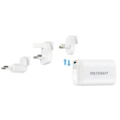 VOLTCRAFT UC-3ACX004 Úti töltőadapter 65 W 1x USB-A, 2x USB-C Power Delivery Fehér GaN, Európai adapterrel, UK adapterrel, USA adapterrel, Ausztrál adapterrel (VC-13729645)