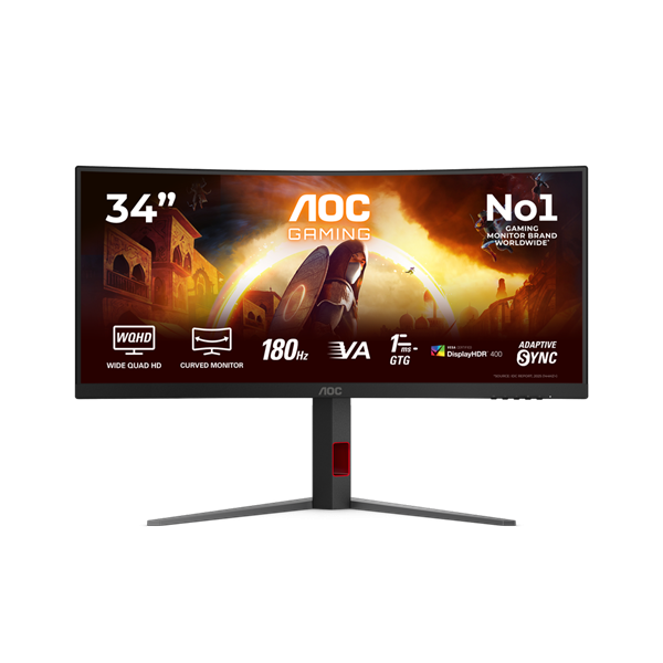 AOC G4 CU34G4CAP computer monitor 86,4 cm (34") 3440 x 1440 Pixels UltraWide Quad HD LCD Zwart, Rood