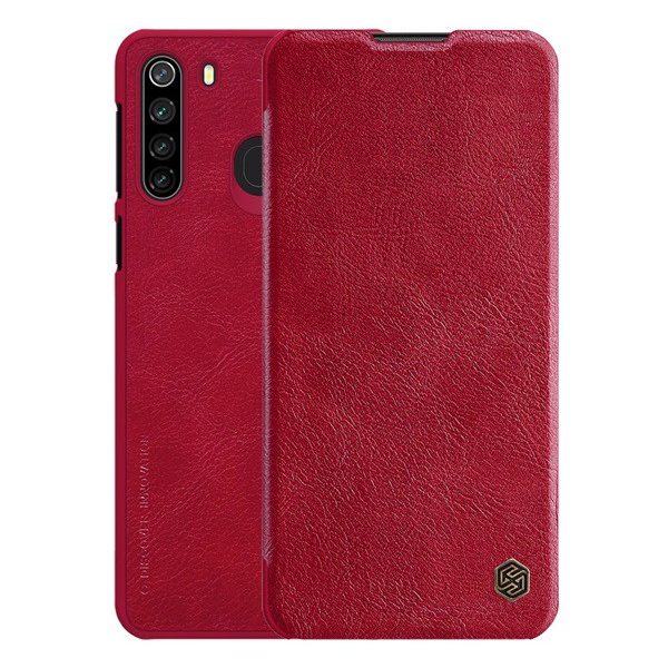 NILLKIN QIN tok álló, bőr hatású (FLIP, oldalra nyíló, bankkártya tartó) PIROS [Samsung Galaxy A21 (SM-A210F)] (5996457986613)