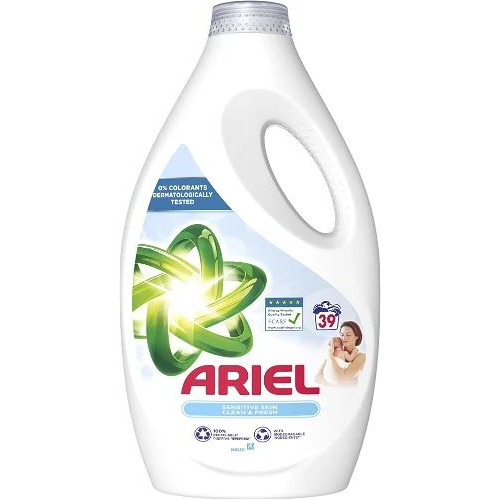 Течен перилен препарат Ariel Sensitive Skin Clean & Fresh, за 39 пранета, 1.95L