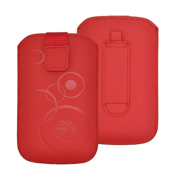 DEKOCASE tok álló (kör minta, kihúzható tépőzár, övre fűzhető, univerzális, XXL méret) PIROS [Alcatel Pixi 4 3.5 (OT-4017)] (5996457214051)