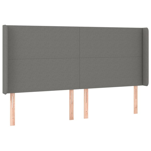 Tăblie de pat cu aripioare gri închis 163x16x118/128 cm textil