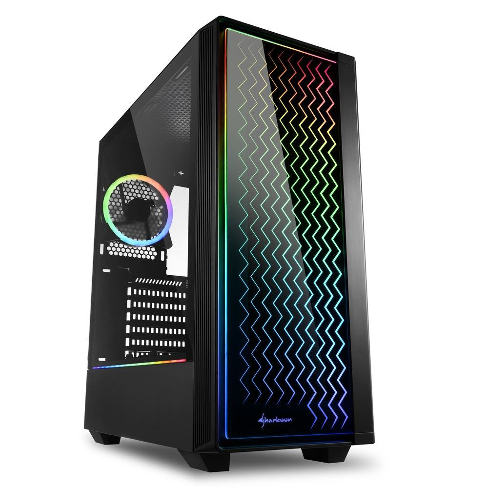 Sharkoon RGB LIT 200 táp nélküli ablakos ház fekete (4044951028160) (4044951028160)