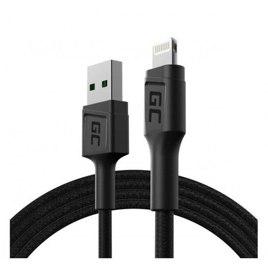 USB-Lightning кабел 120cm, Green Cell GC PowerStream, бързо зареждане Apple 2.4A, за Apple iPhone iPad iPod