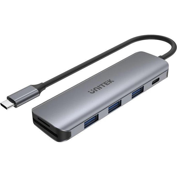 HUB USB Unitek 1x SD 1x USB-C 1x microSD  + 3x USB-A 3.1 Gen1 (H1107C)