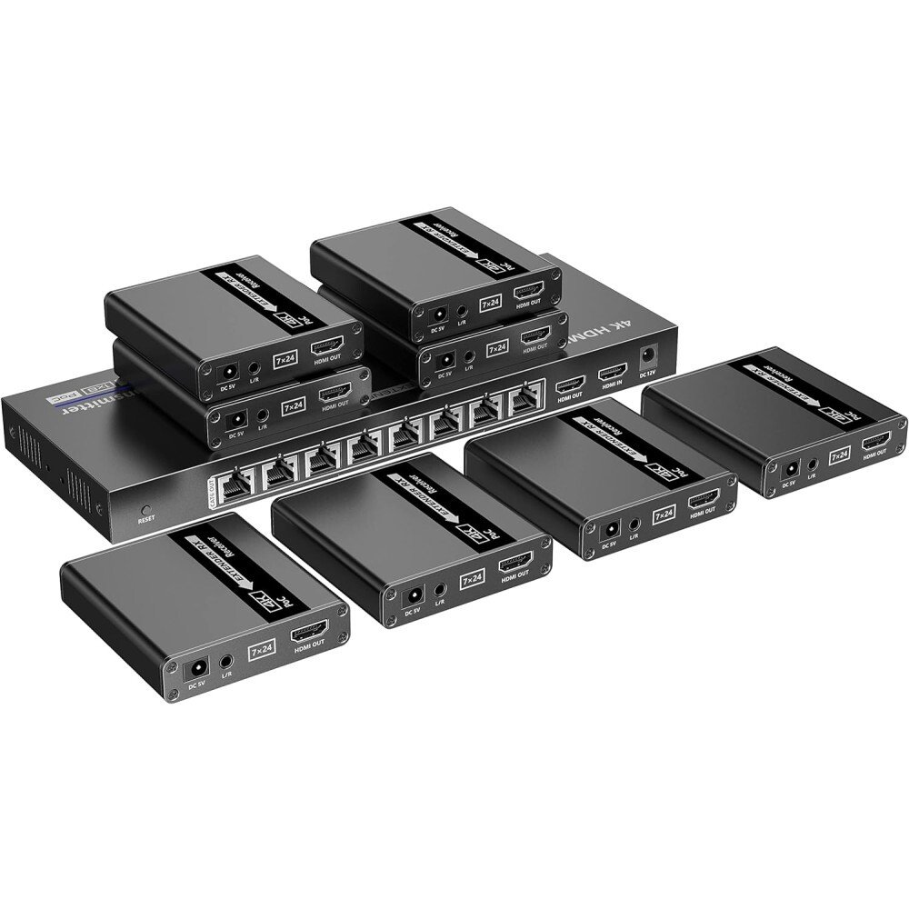 Techly IDATA EX-HL81TYP audió/videó jeltovábbító AV adó- és vevőegység Fekete (TLY_368505)