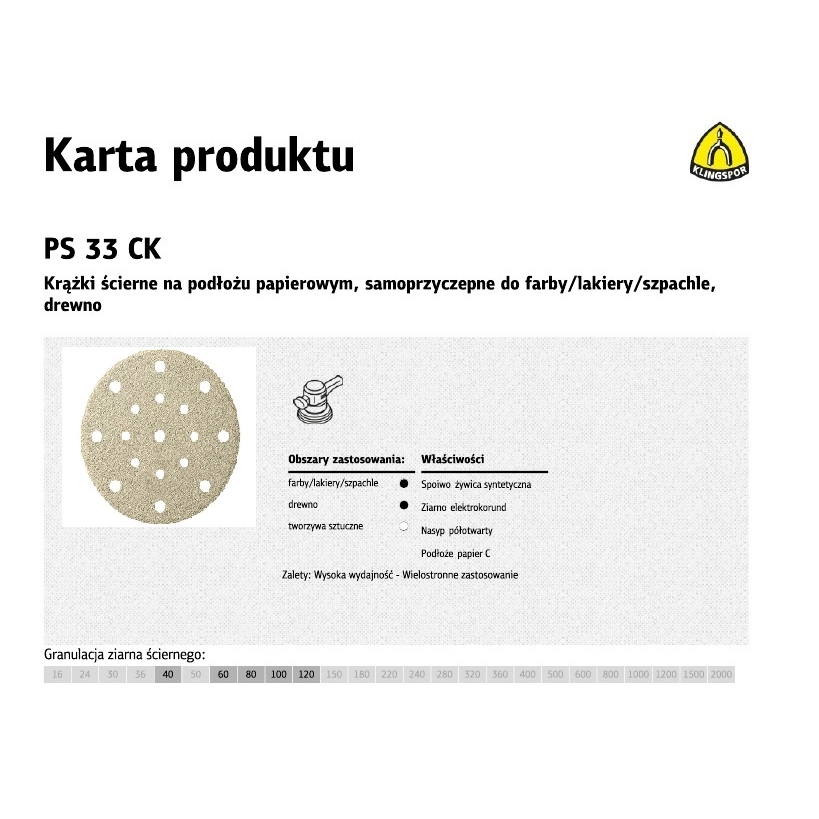 TÉPŐZÁRAS CSISZOLÓPAPÍR KORONG 150mm KLINGSPOR PS33CK GLS51 P 60 100db (301874)