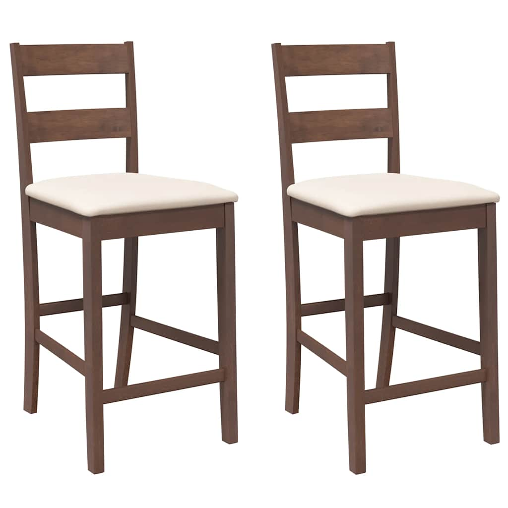 2 db barna tömörfa gumiból bárszékek párnákkal (4102555)