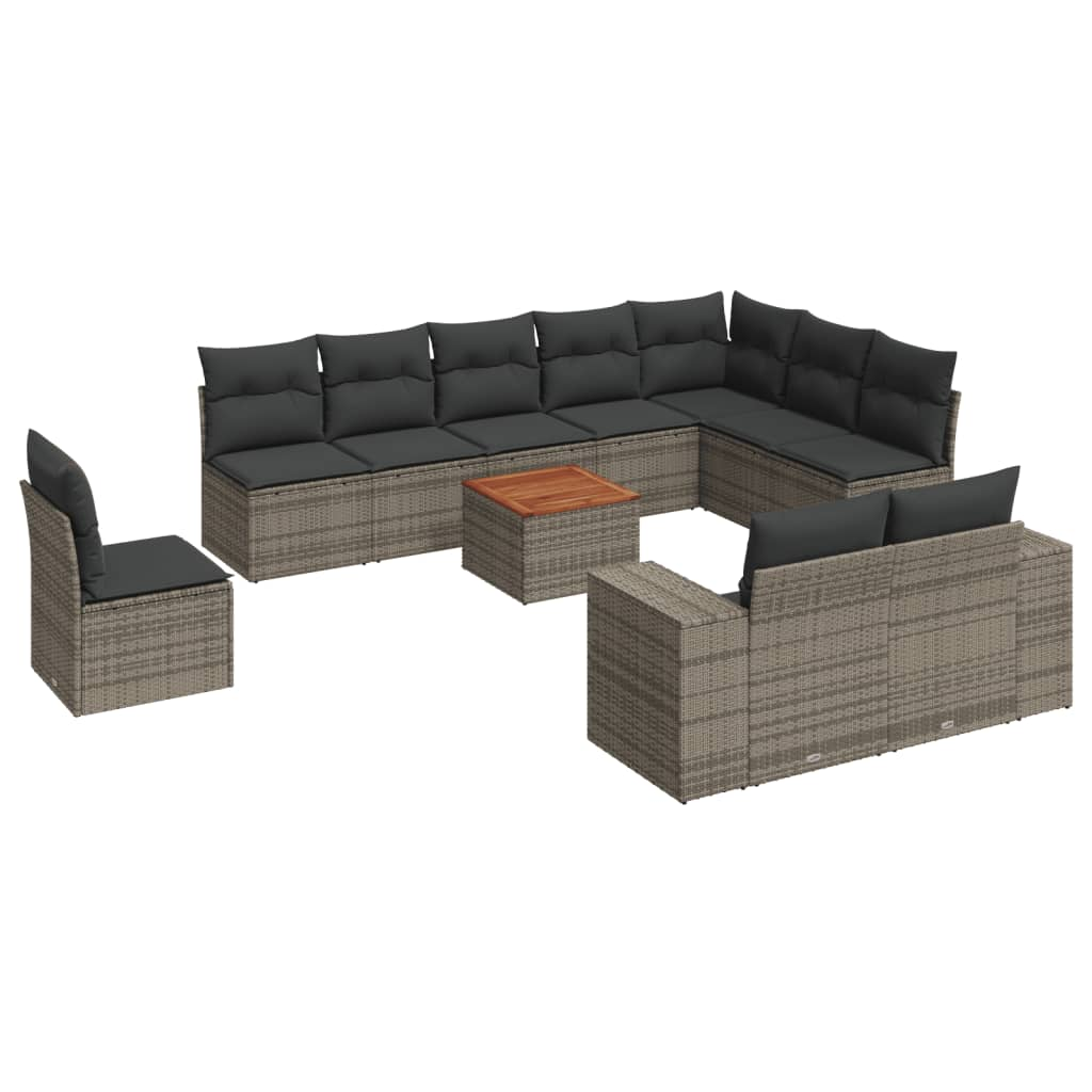 11 részes szürke polyrattan kerti ülőgarnitúra párnákkal (3225500)