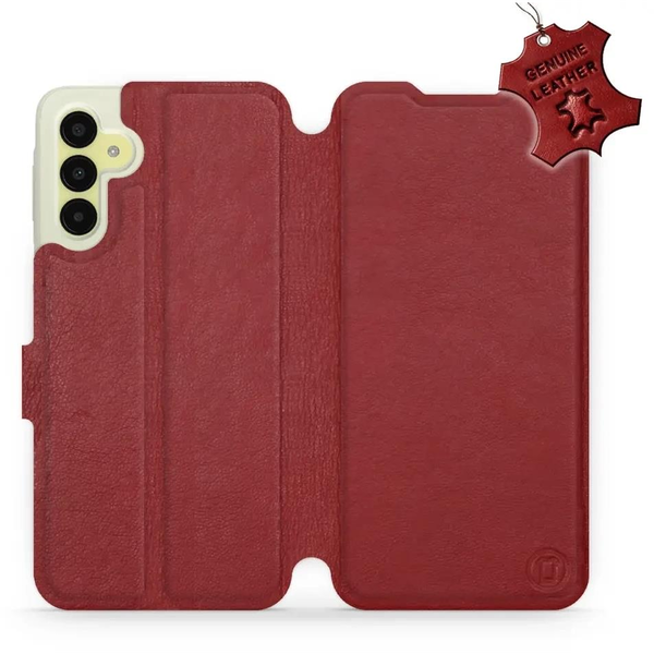 Mobiwear Samsung Galaxy A15 / A15 5G sötétpiros bőr flip tok  - L_DRS