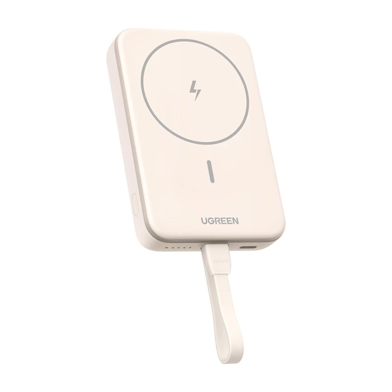 Ugreen 35341 Mágneses Powerbank integrált kábellel Type-C 10000mAh 20W - Rózsaarany (35341)