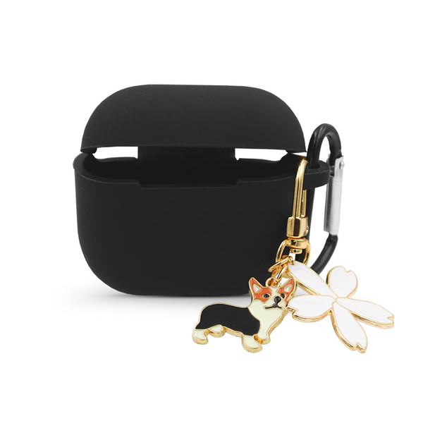 Haffner szilikon tok kutyás medállal, AirPods 3 fülhallgatóhoz - fekete - ECO