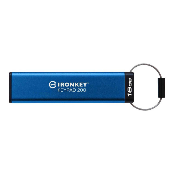 Pendrive Kingston IronKey Keypad 200 16 GB USB 3.0 modrý