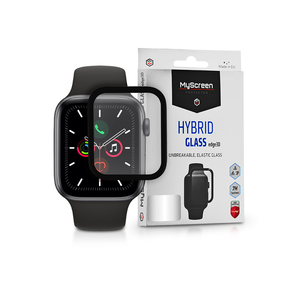 Apple Watch Series 4/5 (44 mm) üveg képernyővédő fólia - MyScreen Protector Hybrid Glass Edge 3D - 1 db/csomag - fekete (LA-1876)