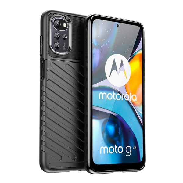 Szilikon telefonvédő (közepesen ütésálló, csíkos, dombor minta) FEKETE [Motorola Moto G22 (XT2231)] (5996591150987)