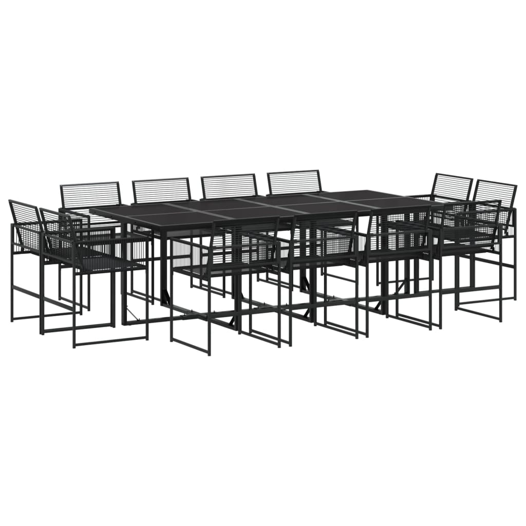 13 részes fekete polyrattan kerti étkezőgarnitúra (3295040)