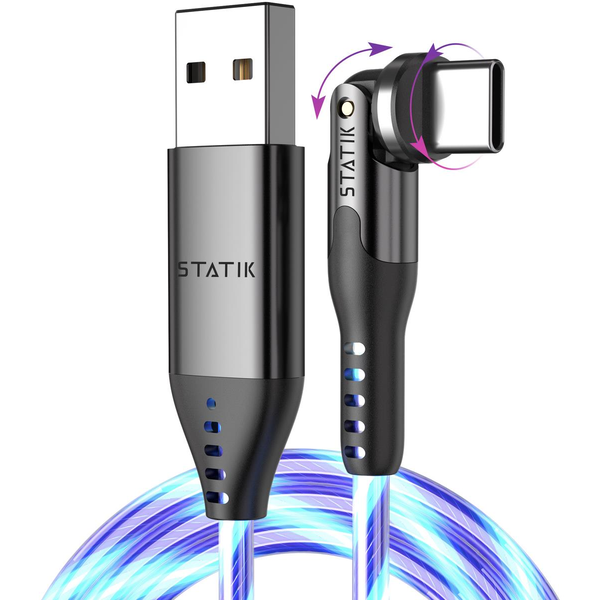 Statik PowerPivot USB-A to USB-C világító kábel, 0,9 m