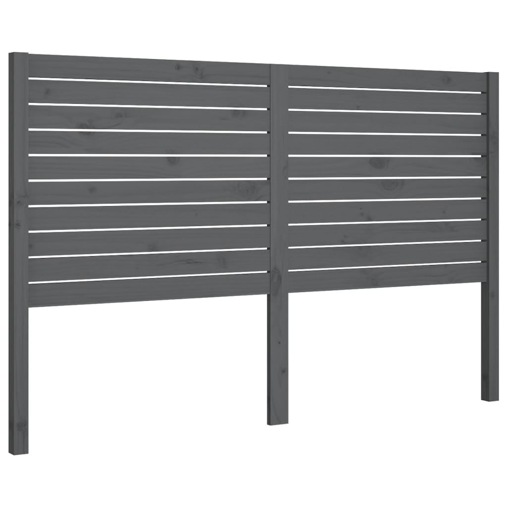 szürke tömör fenyőfa ágyfejtámla 126 x 4 x 100 cm (819012)