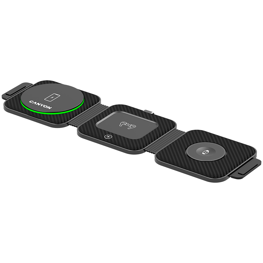 Canyon WS-305 3in1 Vezeték nélküli töltő - Fekete (18W) (CNS-WCS305B)