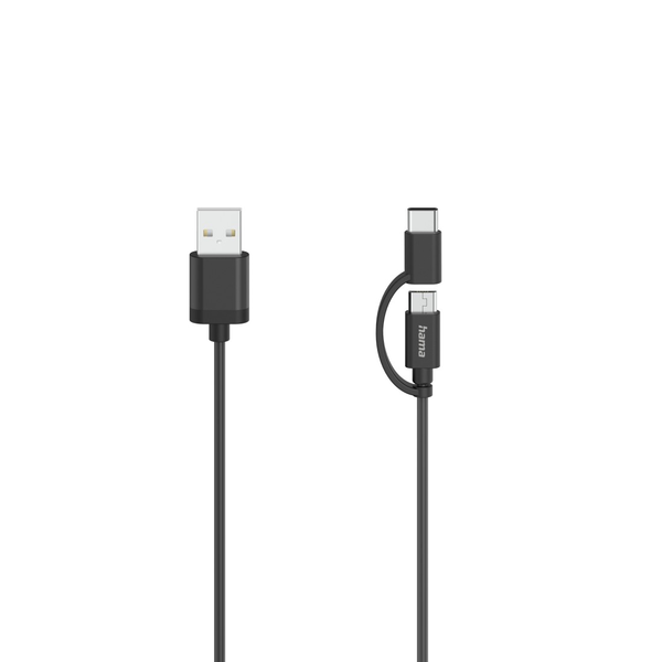 Hama 00200616 USB kábel USB 2.0 0,75 M USB A USB C/Micro-USB A 0,48 Gbit/s Fekete