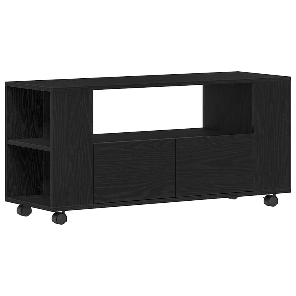 fekete tölgy szerelt fa TV-szekrény kerekekkel 102x34,5x43 cm (862479)