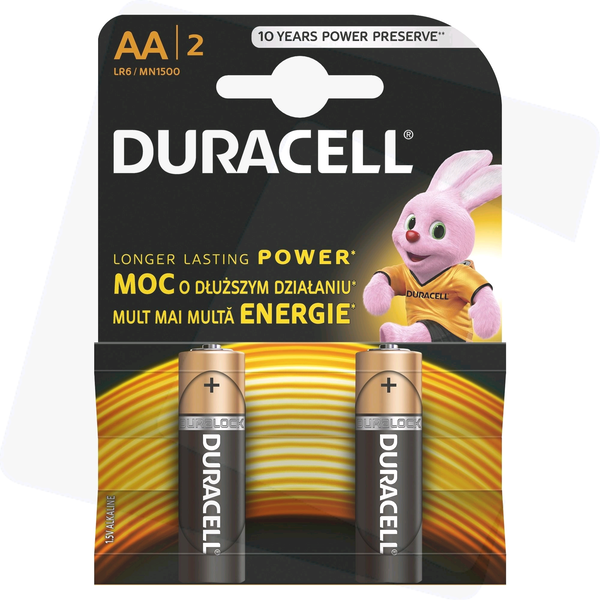 Duracell Basic (BSC) DuraLock Alkaline AA Ceruzaelem (2 db / csomag)