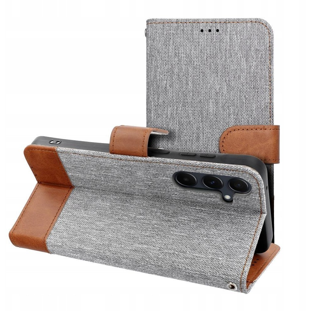 ZONE Jeans Book oldalra nyitható tok Xiaomi Redmi 14C / Poco C75 szürke (TS8447)