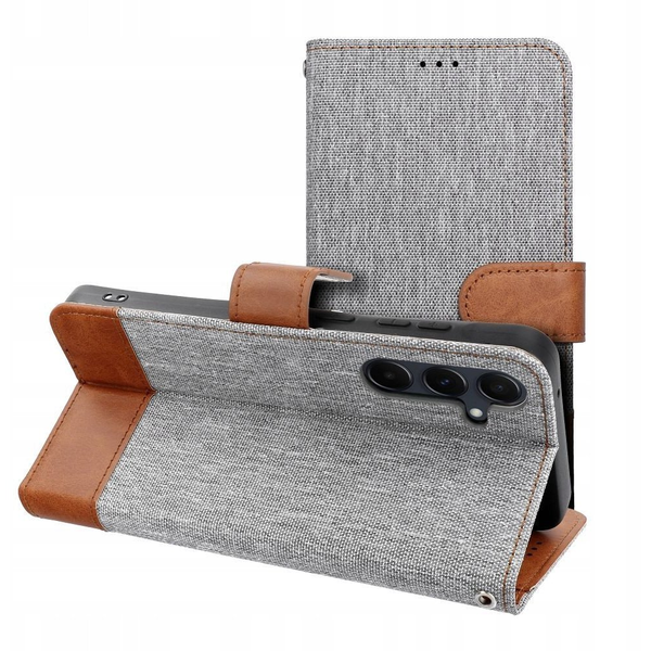ZONE Jeans Book oldalra nyitható tok Xiaomi Redmi 14C / Poco C75 szürke
