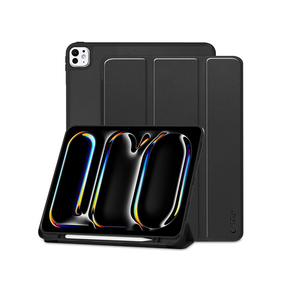 Apple iPad Pro 11 (2024) tablet tok (SmartCase) on/off funkcióval, Apple Pencil tartóval - Tech-Protect - fekete (ECO csomagolás)