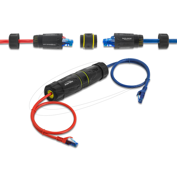 DELOCK Kabelverbinder RJ45 Bu -> Bu, Cat.7 staub- u. wasserd