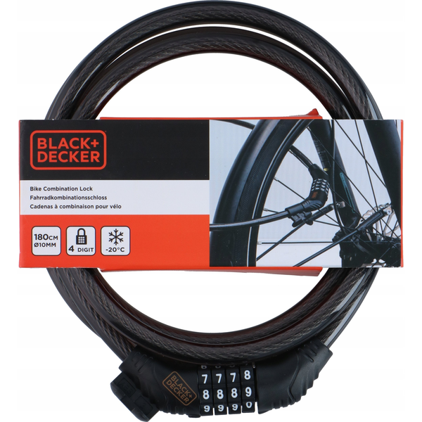 Kerékpár zár kábel számkódos Ø10x1800 Black+Decker 330g ST SL