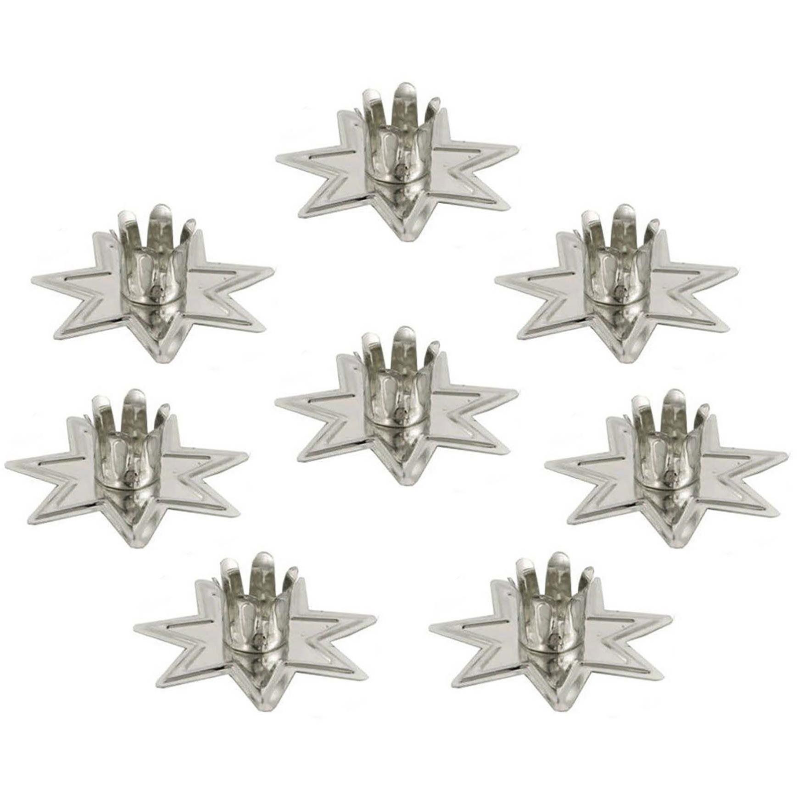 LAALU Karácsonyi dísz - gyertyacsipesz, ezüstszínű csillag, 8 db (LAU-1916)