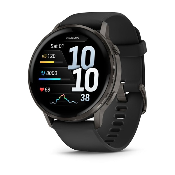 Garmin Venu 4 45mm fekete AMOLED okosóra szilikon szíjjal (010-03014-00)