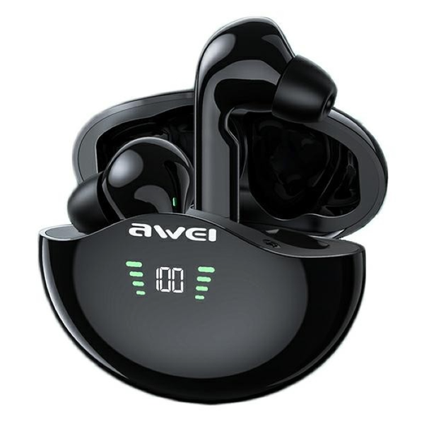 Căști Awei T12P TWS Bluetooth 5.1 cu stație de încărcare - Negru