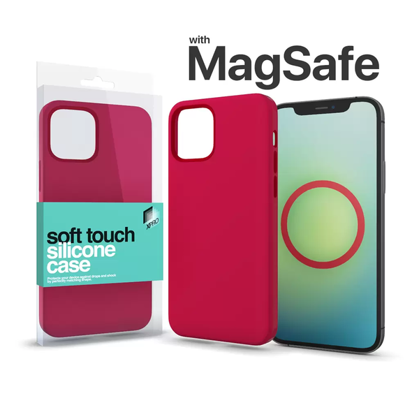 Atasament XPRO MagSafe Husa din silicon Soft Touch pentru dispozitivul Apple iPhone 14 Pro - rosu