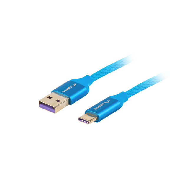 Lanberg Prémium USB 2.0-C apa - USB 2.0-A apa Adat- és töltőkábel 0.5m - Kék