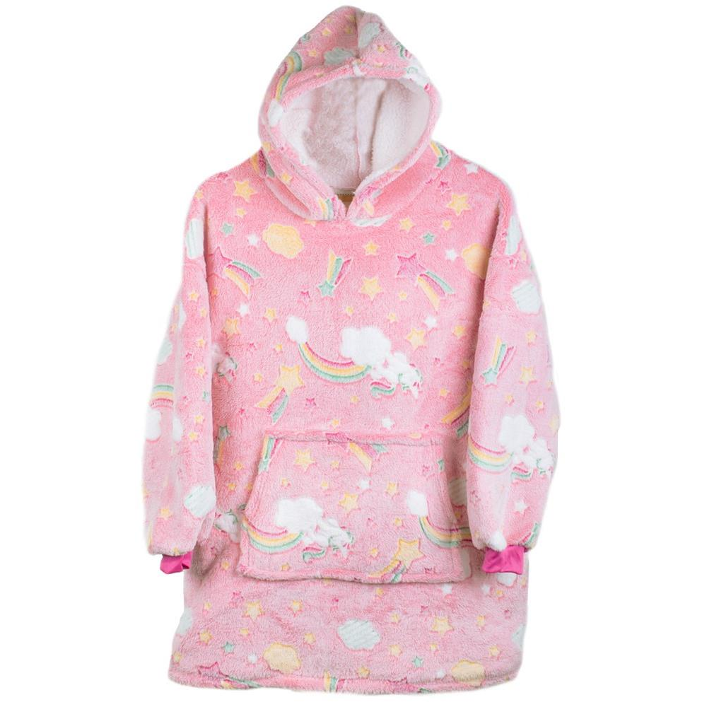 Verk 24305 Luminous plush hooded sweatshirt sky - for children pink (24305_CH)