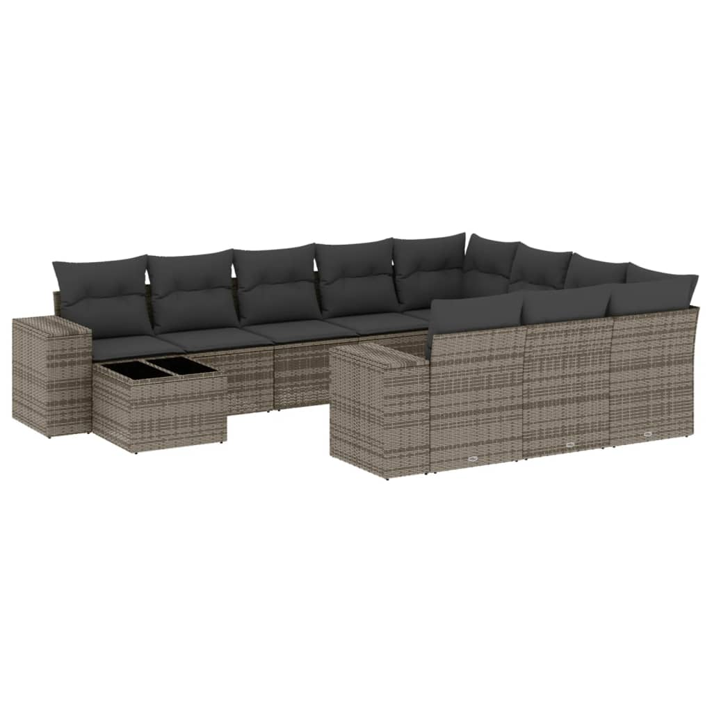 11 részes szürke polyrattan kerti ülőgarnitúra párnákkal (3223129)