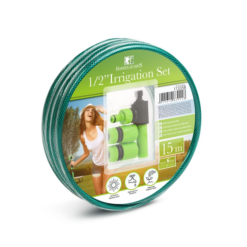 Garden of Eden kerti locsoló szett (15m slag, csatlakozók, szórófej) (11335B) (11335B)