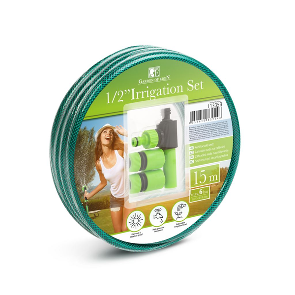 Garden of Eden kerti locsoló szett (15m slag, csatlakozók, szórófej) (11335B)