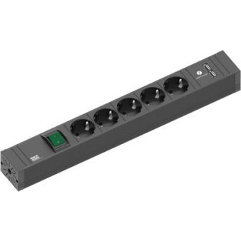 Bachmann 420.0021 Elosztó kapcsolóval 5 részes Fekete Védőérintkezős 1 db (420.0021)