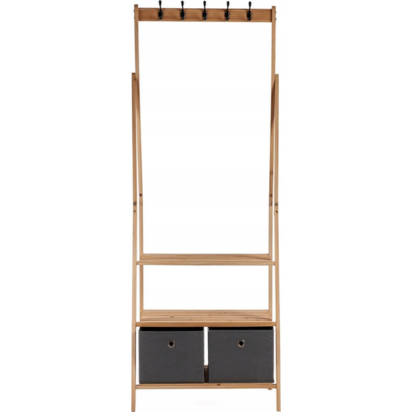 Perchero De Pie Gris Marrón Madera Tela (40,5 X 175 X 67 Cm)