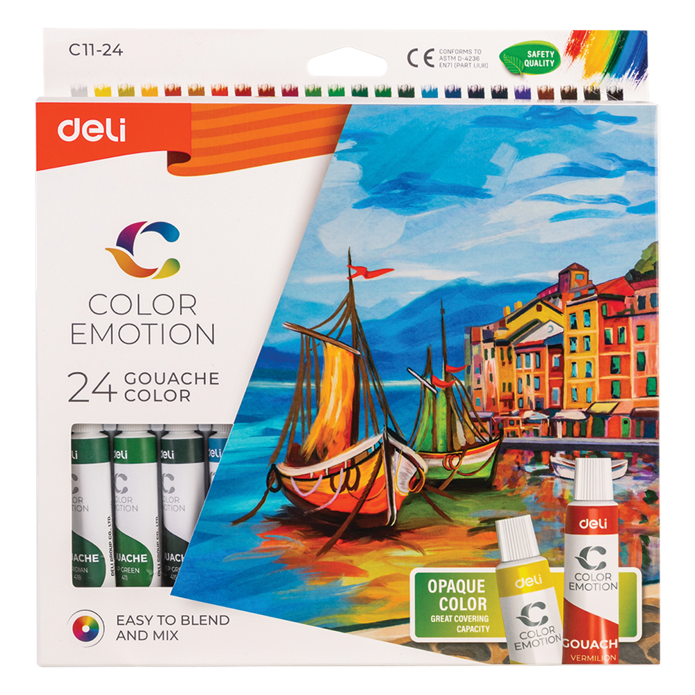 Deli Color Emotion 12ml akrilfesték készlet - 24 színű (DEC12-24)