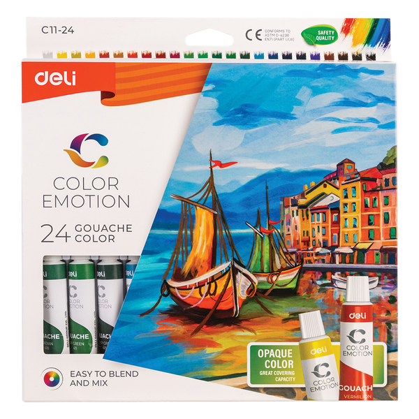 Deli Color Emotion 12ml akrilfesték készlet - 24 színű
