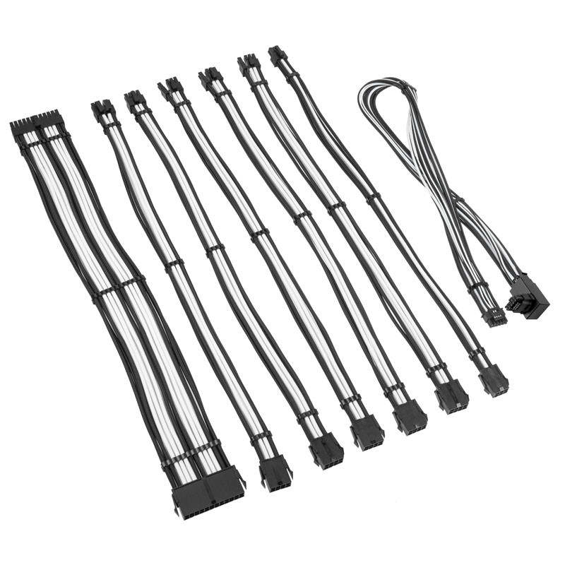 Kolink Core Pro Fonott kábelhosszabbító szett 12V-2x6 - Type 1 - Fekete/Fehér (COREPRO-EK-12VT1-BWH)