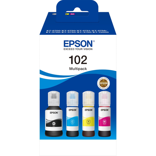 Cerneală originală Epson 102 EcoTank Multipack, 4 culori