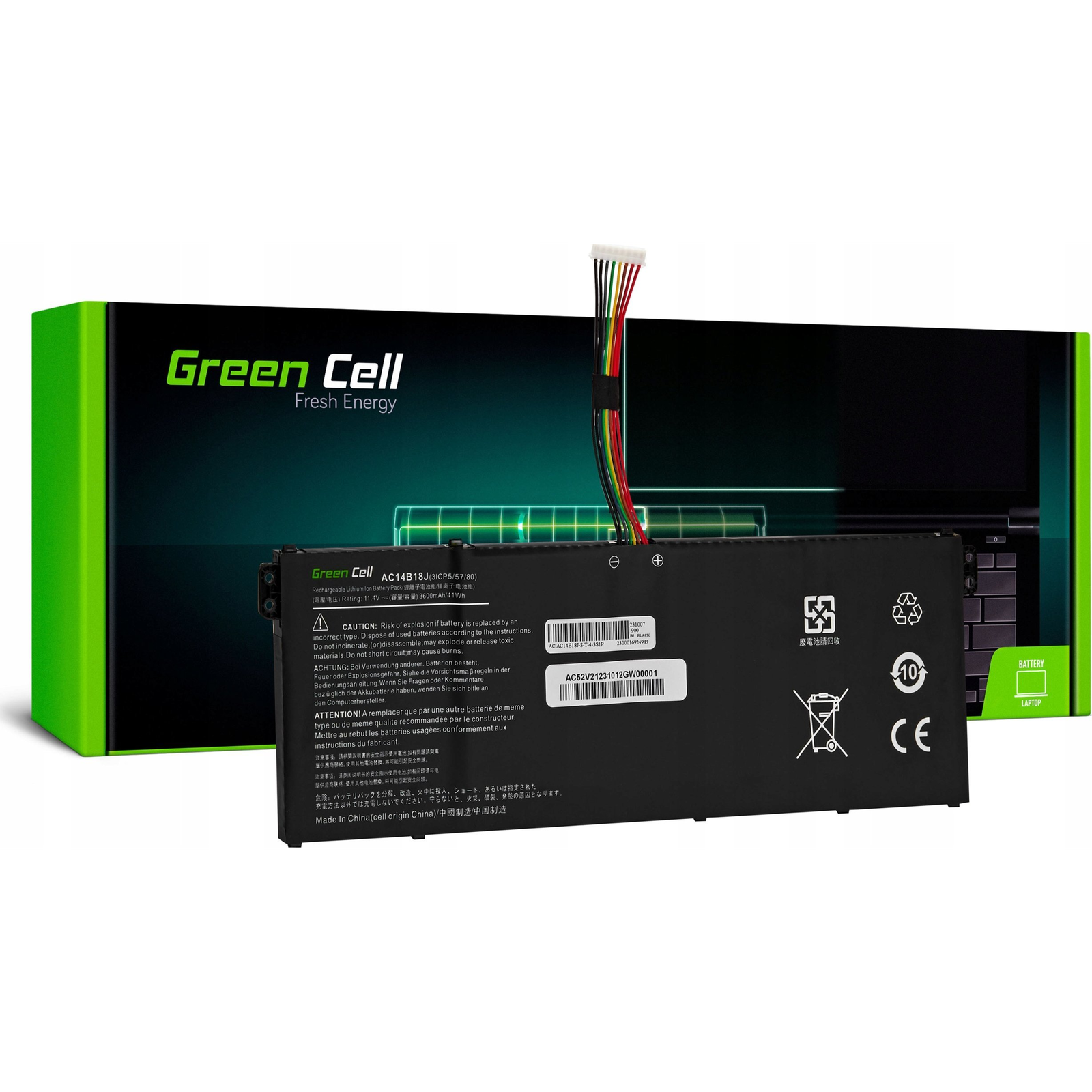 Green Cell Notebook akku GC-AC52V2 11.4 V 3600 mAh Acer (AC52V2)